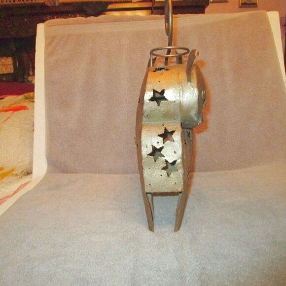 17" Metal ANGEL Fairy CAT Candle HOLDER Folk Art WINGS Fantasy STARS Sculpture - Picture 6 of 11